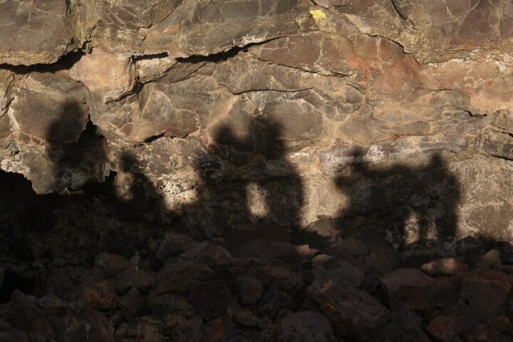 shadows on a rock wall