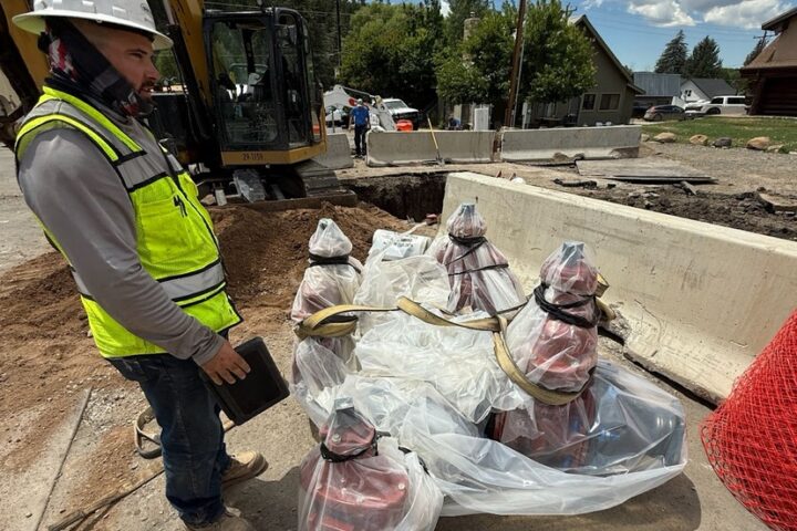 Installation of new fire hydrants that include a four-way water valve feature is underway in downtown. This will allow the Town of Pagosa Springs and PAWSD to have more control over the water line connectivity and future water shut offs.