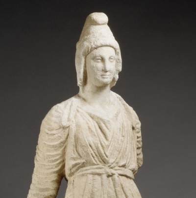 Bendis, Thracian goddess of the moon wearing a Phrygian cap. Limestone Statue, c.350 BC.