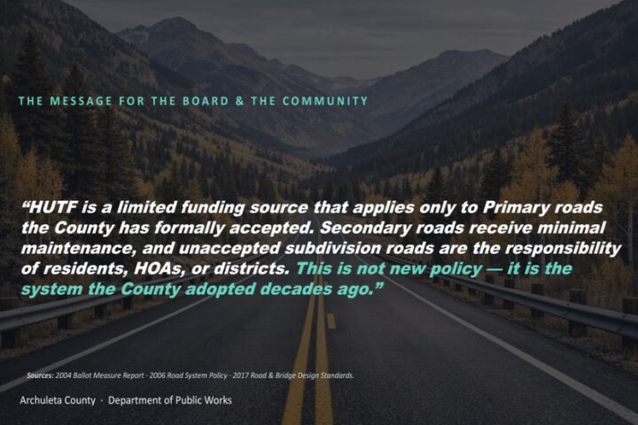 EDITORIAL: Archuleta County Hints at Plans to Discontinue Road Maintenance, Part Three